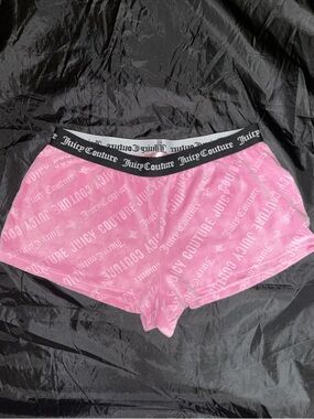 Juicy Couture Pink Velour Logo Elastic-Waist Athletic Shorts
